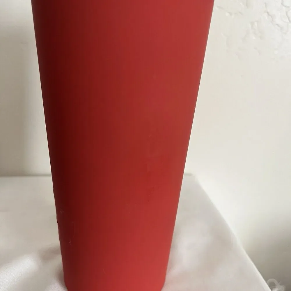 Starbucks Reserve 16oz Matte Red Orange Stainless Steel Tumbler New w/ flaws